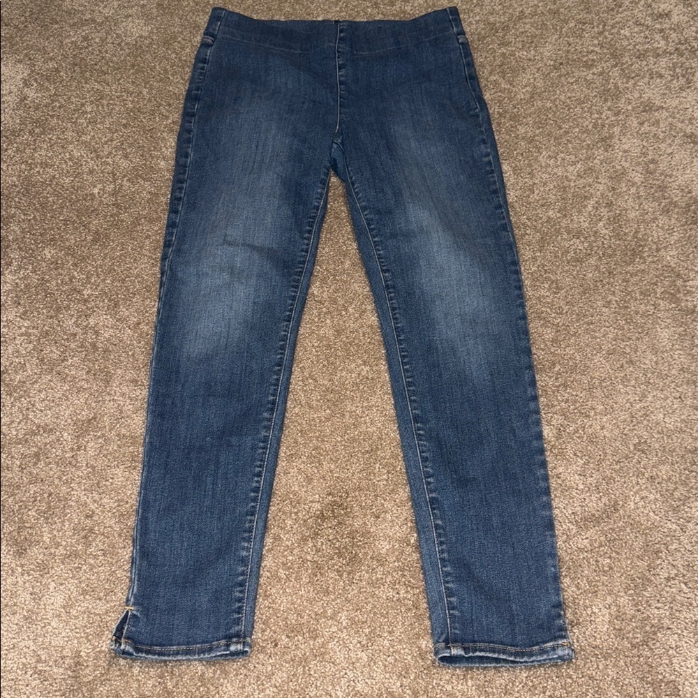 64. NYDJ Pull On Slim Boot Jeans Sz Medium 6-8-10 Spanspring Denim Dark Wash B4